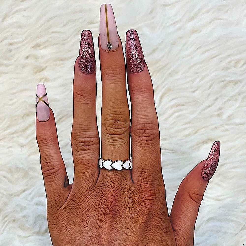 🆕🌿🤍LAUREN KENZIE: WHITE HEARTS Adjustable Ring